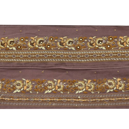 Indian Vintage Brown Border Hand Embroidered Craft Trim Lace Sewing Ribbon Decor - Picture 8 of 13