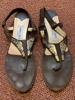 Jimmy Choo Sandalen Gr. EUR 38 Braun Damen Shoes Leder Leather Chaussures - Bild 1 von 3