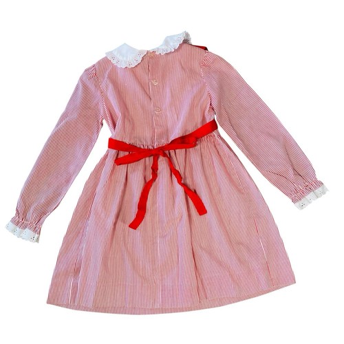 VINTAGE NANETTE TOO Girl's Cat Apron Dress Size 6 Lace Trim Peter Pan Collar - Picture 3 of 5