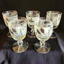 Set of 5 Vintage Libbey clear glass stemmed w...