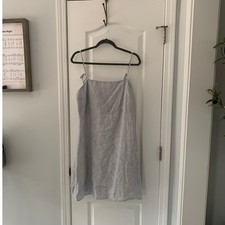 Quince Classic Striped Linen Sundress Spaghetti Strap Square Neck Mini Dress M