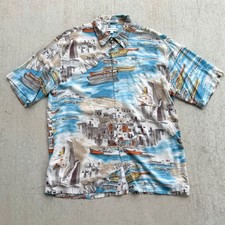 Vintage Pierre Cardin Hawaiian Shirt Large 100 Rayon All Over Print 80s