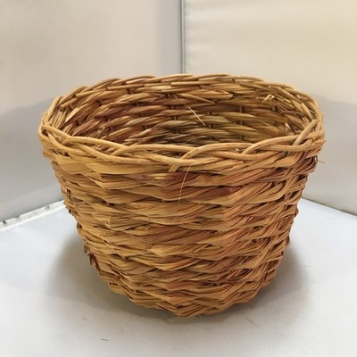 Woven Wicker Basket Home Decor Small Tan Round Rustic Boho Waste Bin Cottagecore