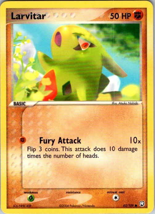 Larvitar 62/109 Common Team Rocket Returns Pokemon Damaged