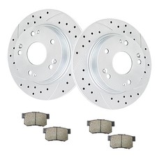 Rear Brake Kit Drilled Slotted Rotors Ceramic Pads 10.24 Inch 260mm