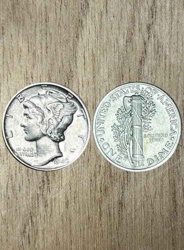 1942-P Mercury Dime - BU Uncirculated Condition Amazing Detail- 90% Silver #GR56