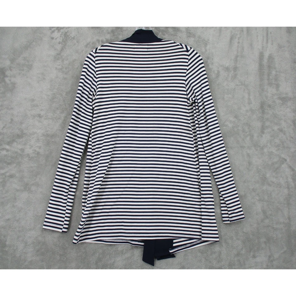 Cardigã de natação Mott50 suéter feminino listrado médio náutico UPF 50 capa azul marinho - Imagem 2 de 4