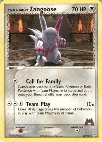 Team Magma's Zangoose Rare EX Team Magma vs Team Aqua 23/95 NM