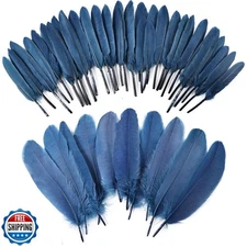 iHUFeather 270pcs Navy Blue Goose Feathers for Crafts 2 Styles 4-7 inch Bulk 