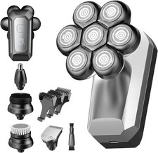 7D Electric Head Shaver For Bald Men 5 in 1 Grooming Kit Rechargeable Wet Dry