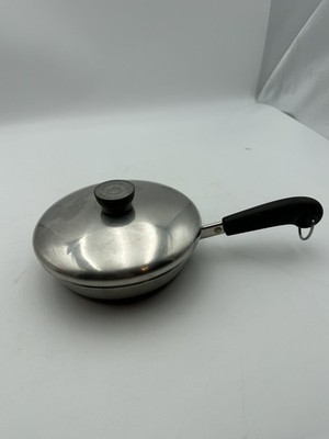 Revere Ware USA 7 In Skillet with Lid Vintage Copper Bottom Stainless Steel