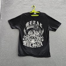 Camisa de Metal Mulisha Hombres GRANDE Negra Floral Rosa Calavera Logo Gráfico Estampado Camiseta