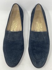 Vintage Salvatore Ferragamo Women  s Black Suede Gancini Loafers Size 6.5