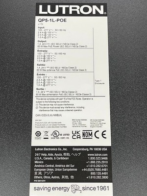 New Lutron QP5-1L-POE Athena Panel w/ QP-1L Processor & QSPS-DH-1-75 Power