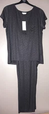 M&S SHORT SLEEVE PYJAMAS SET LOUNGEWEAR CHARCOAL MIX SIZE 18 - NEW