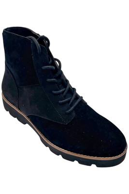 Vionic Womens Larson Water Repellent Suede Lace-Up Ankle Boots Black