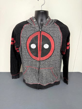 Marvel Deadpool Hooded Full Zip Size Small Gray Pockets FLAW