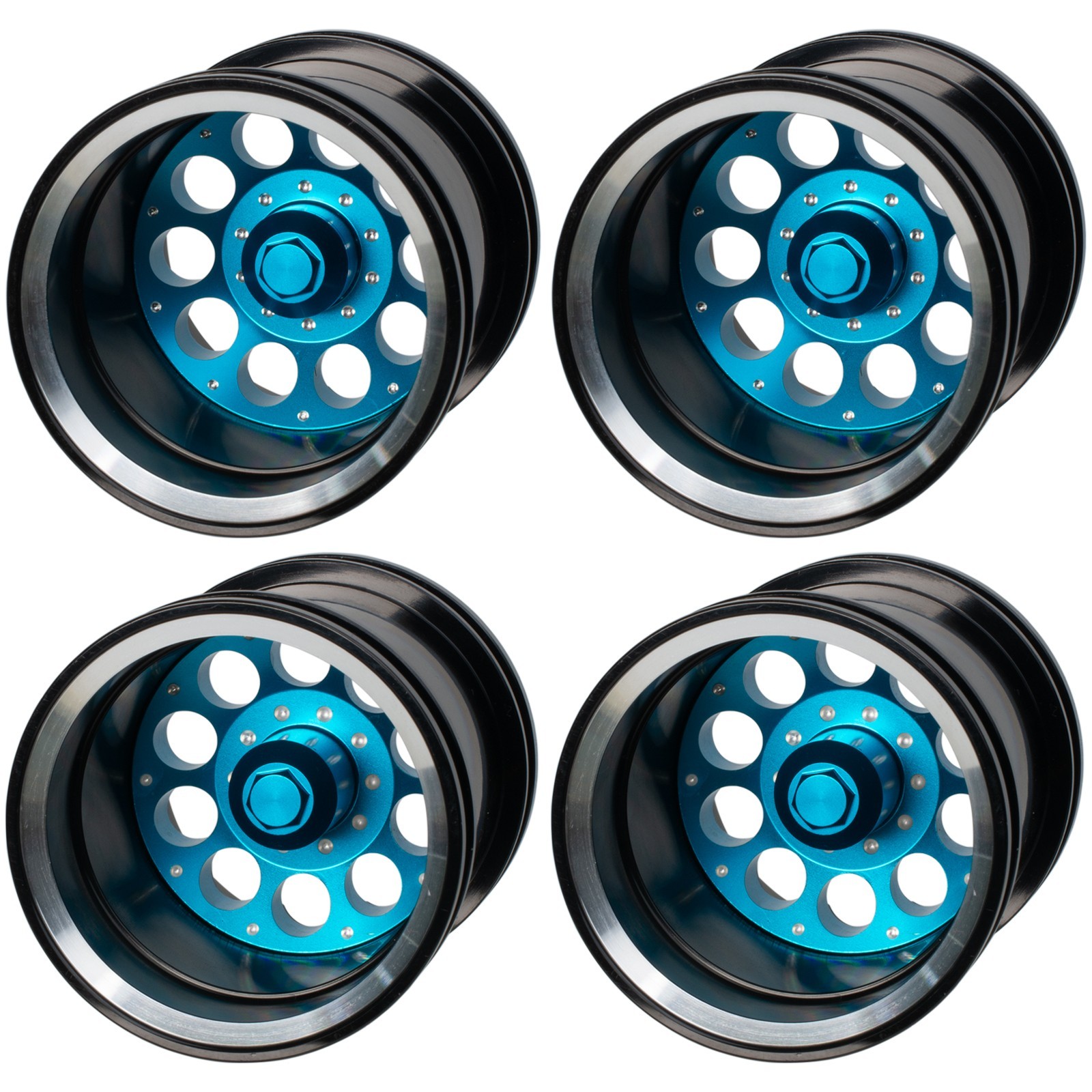 Aluminum Front & Rear Wheel Rims for Tamiya WR-02 Wild Willy 2 Off-Road Car