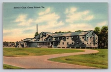 Vintage Linen Postcard Service Club Camp Pickett VA Tichnor Bros