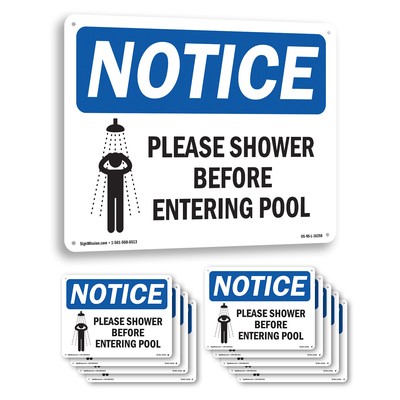 Please Shower Before Entering Pool OSHA Notice Sign Metal, Decal - 5 or 10 Pack