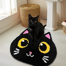Cute Black Cat Bathroom Rug 22x26 Inch   Soft Absorbent Bath Mat   Non-Slip K...