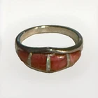 Vintage ZUNI Sterling Silver Coral Ring Size 7 3/4