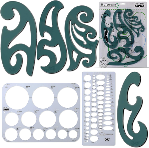 French Curve - Large Circle & Ellipse Templates (6 Pc), Curve Ruler, Drawing & D - Afbeelding 10 van 12
