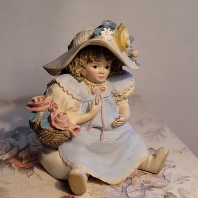 Jan Hagara  Mattie Doll  Porcelain Mini Figurine Girl Floral Painted Boxed