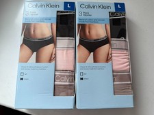 NEW Calvin Klein 3 Pack UltraSoftCottonBlend Stretch Hipster 2set bundle size:L