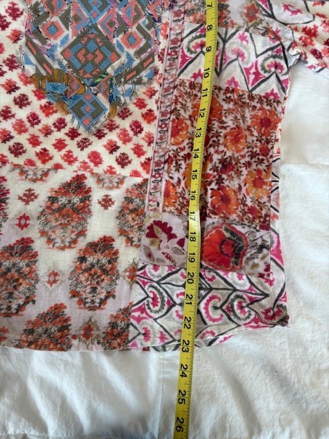 Sundance Patchwork Pattern Embroidered Top M  Boh… - image 6