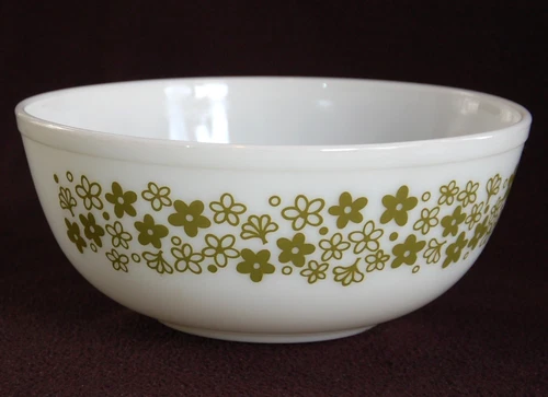 PYREX 404 Mixing BOWL ~ 4 qt ~ Spring Blossom Green / Crazy Daisy ~ Vintage
