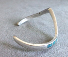 Vtg Cast STERLING Silver Crushed TURQUOISE Asymmetrical CUFF BRACELET Inlay 6" — photo 5