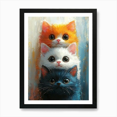Cute Cats Stacked Together 16 Art P Framed Wall Art Poster Canvas Print Picture
