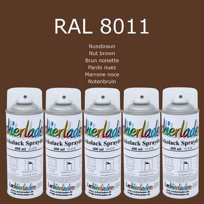 5 x Dekolack Spraydose 400 ml RAL 8011 Nussbraun Nut brown Brun noisette Pardo n