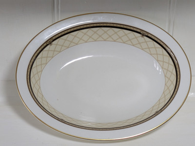 Royal Doulton Baroness H5291 hellbraun & schwarz Federn große ovale Servierschüssel 11''