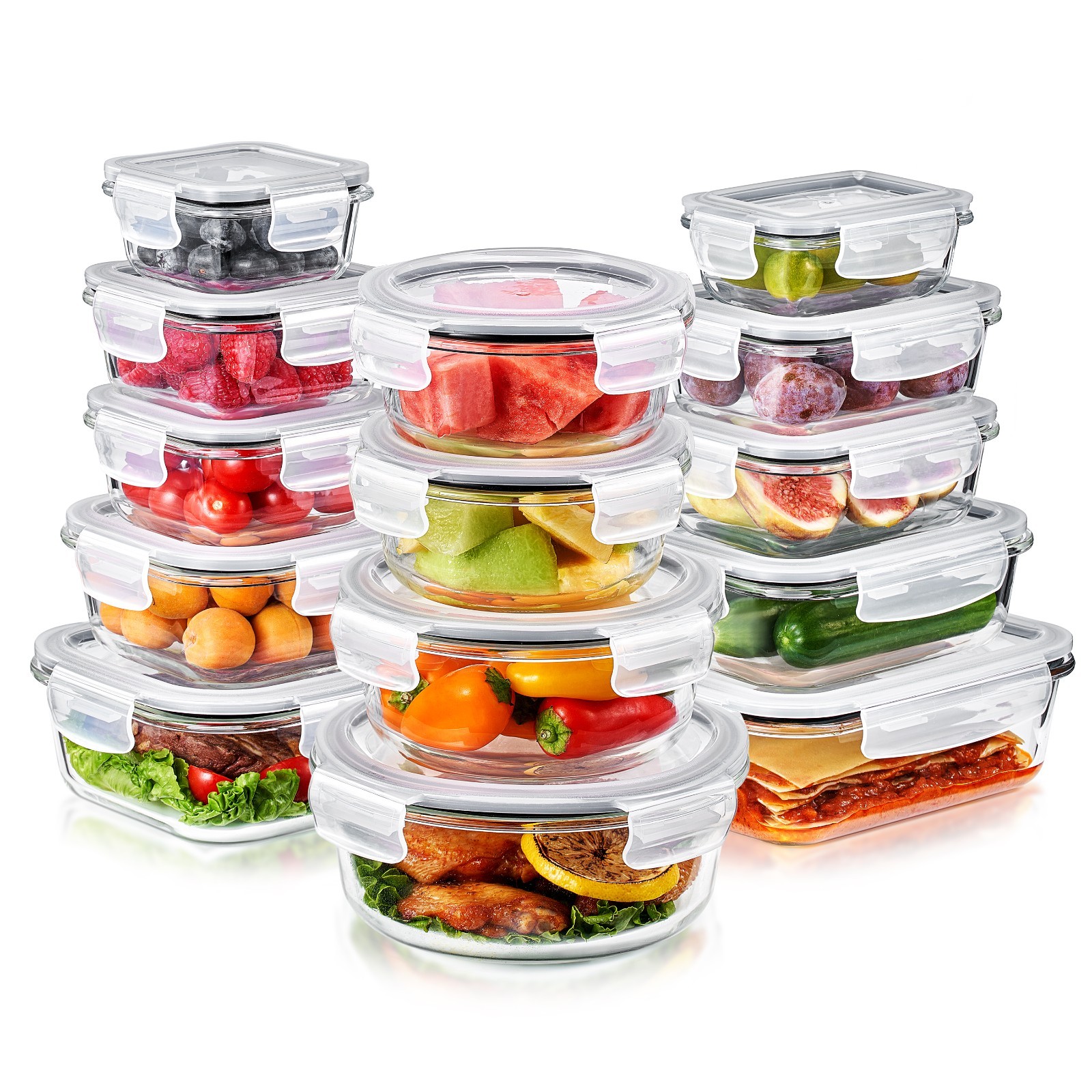 Sorbus 28-Piece Glass Food Storage Containers with Lids