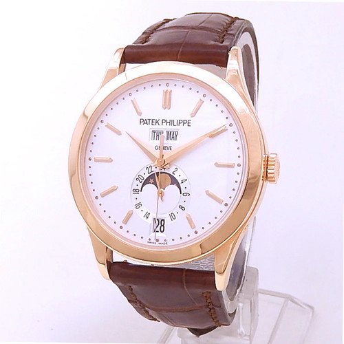 Patek Philippe Annual Calendar 18k Rose Gold Auto Silver Men's Watch 5396R-011