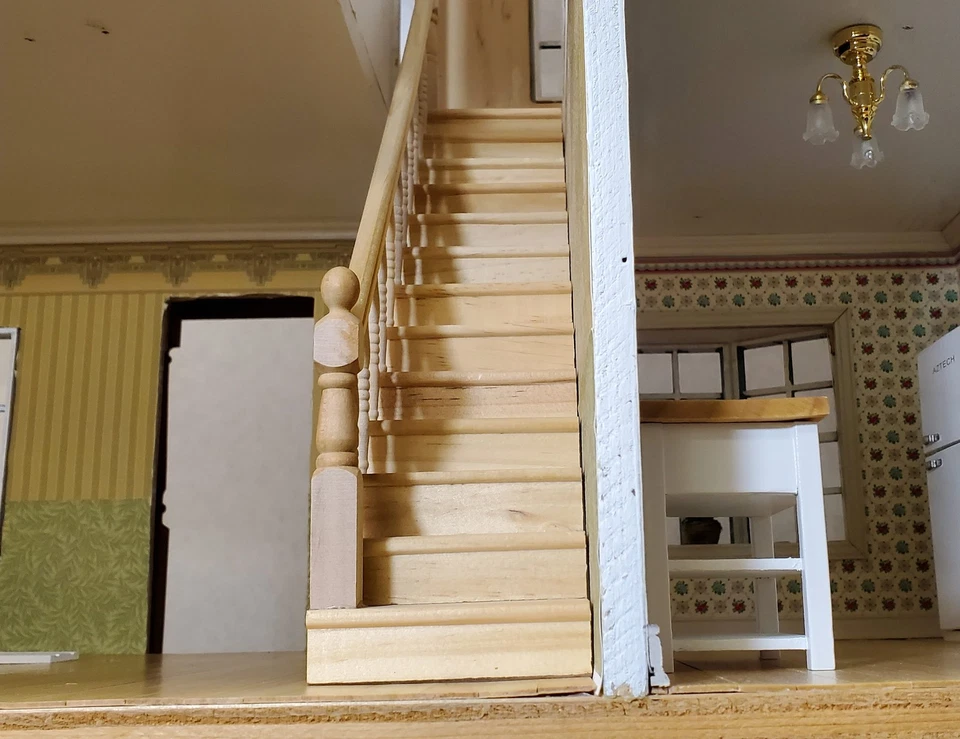 Dollhouse Stairs Staircase Assembled with Railing 1:12 Scale for 9" Ceilings - Image 2 of 4