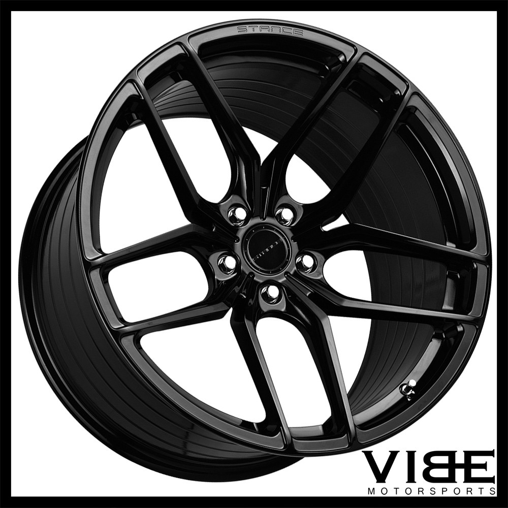 22" STANCE SF03 GLOSS BLACK CONCAVE WHEELS RIMS FITS MASERATI GHIBLI
