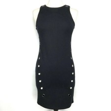 Romeo & Juliet Couture Sheath Bodycon Grommet Black Dress Size Medium New