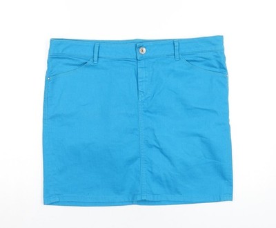 Mexx Damen A-Linien Rock blau Baumwolle Größe 41 mit Reißverschluss