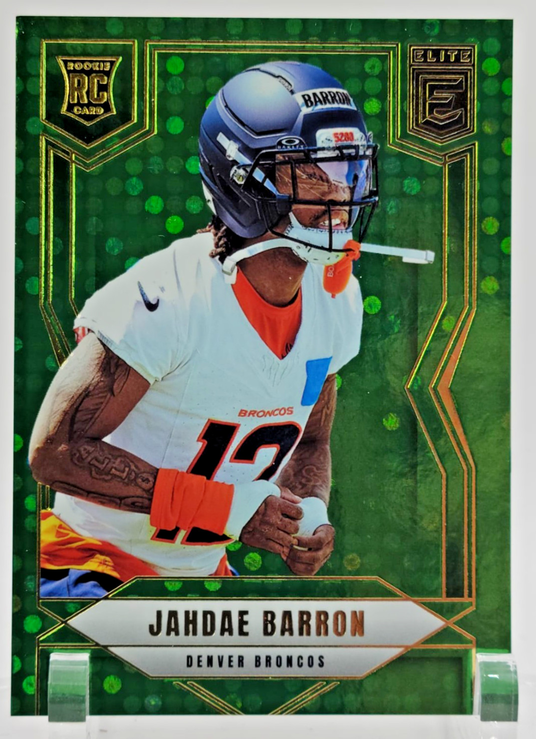 2025 Donruss Elite Green Disco Rookie Card RC #168 Jahdae Barron Denver Broncos