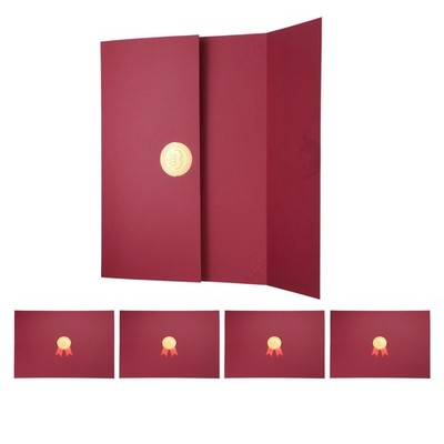 5 Pack Tri-Fold Certificate Holders, 12.6 x 9.1''Gold-Stamped, Maroon