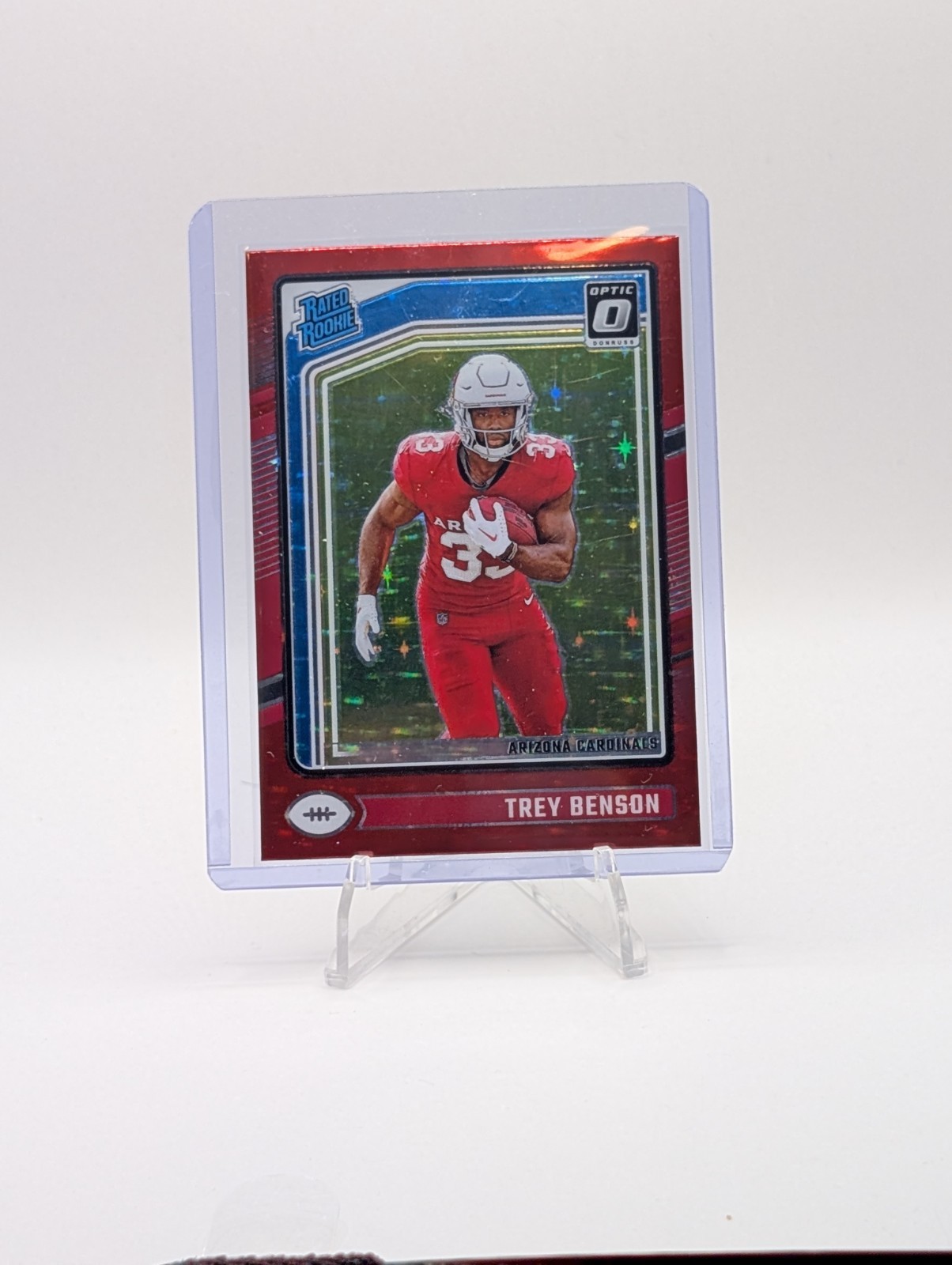 Rated Rookie Trey Benson #293 Red Stars Prizm (RC) 2024 Panini Donruss Optic