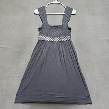Soprano Mini Dress Womens Medium Gray Gathered Neckline Empire Waist Made In USA
