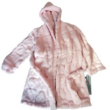 Cat  Jack Pink Hooded Plush Kids Robe Size S 6/7 Flame Resistant Sleepwear