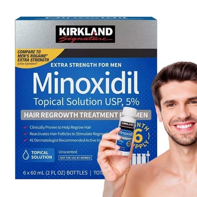 MARKENLOS Brand Minoxidil 5% zusätzliche Stärke Männer Haarwachstum Lösung*6 /Box Haar