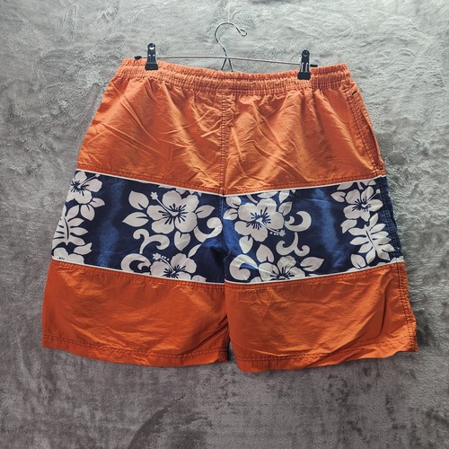 Diesel Men’s Orange & Navy Floral-Panel Swim Trunks Boardshorts – Size F - Picture 2 of 10