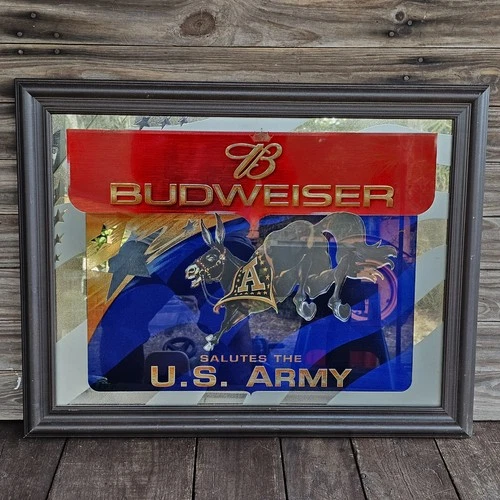 Vintage Budweiser "Salutes The U.S. ARMY" Beer Mirror Sign 2001