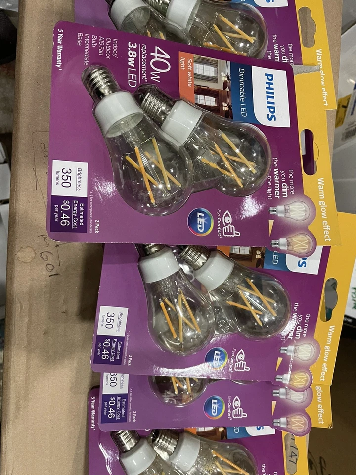 6X2PK Philips Warm Glow 40W Equivalent Soft White A15 E17 Base Dimmable LED Bulb - Image 3 of 4